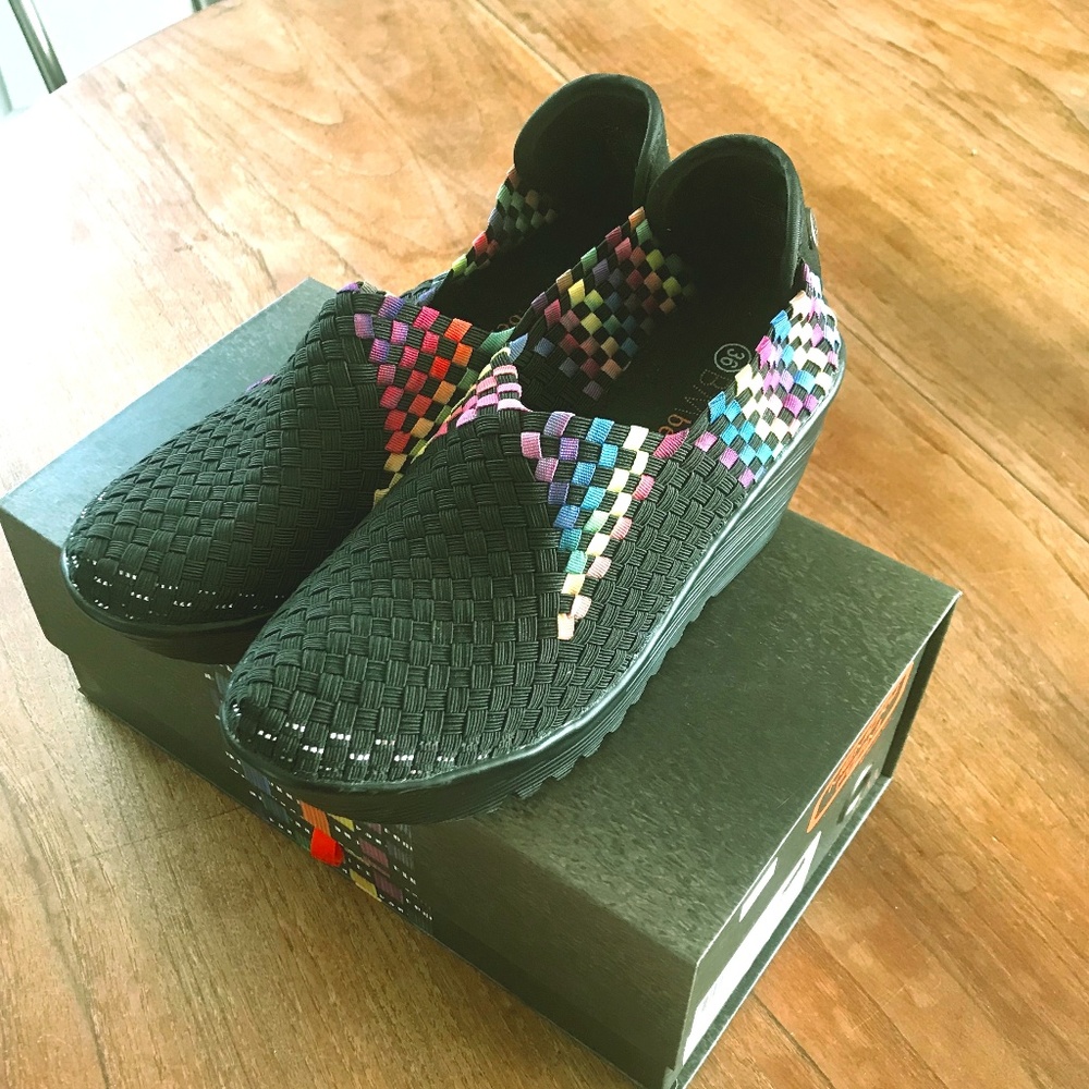 Bernie Mev Women's Gem Wedge Pump (Black Multi)